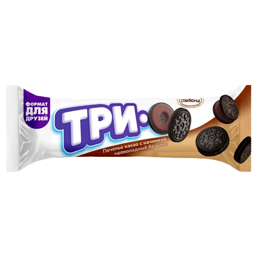 ТРИО какао с начинкой шоколадный брауни, 65 г